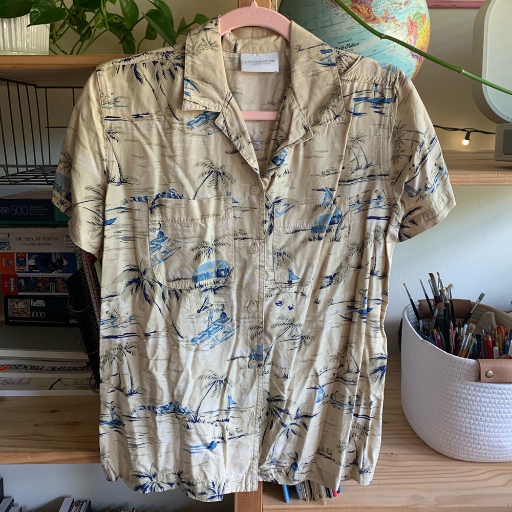 Vintage, Hawaiian Vacation, Button up, Top